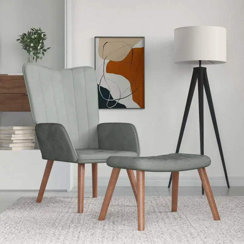 Comfortabele relaxstoel met voetenbank voor een stijlvol interieur - Lichtgrijs / 1 / Met voetensteun - Fauteuils &