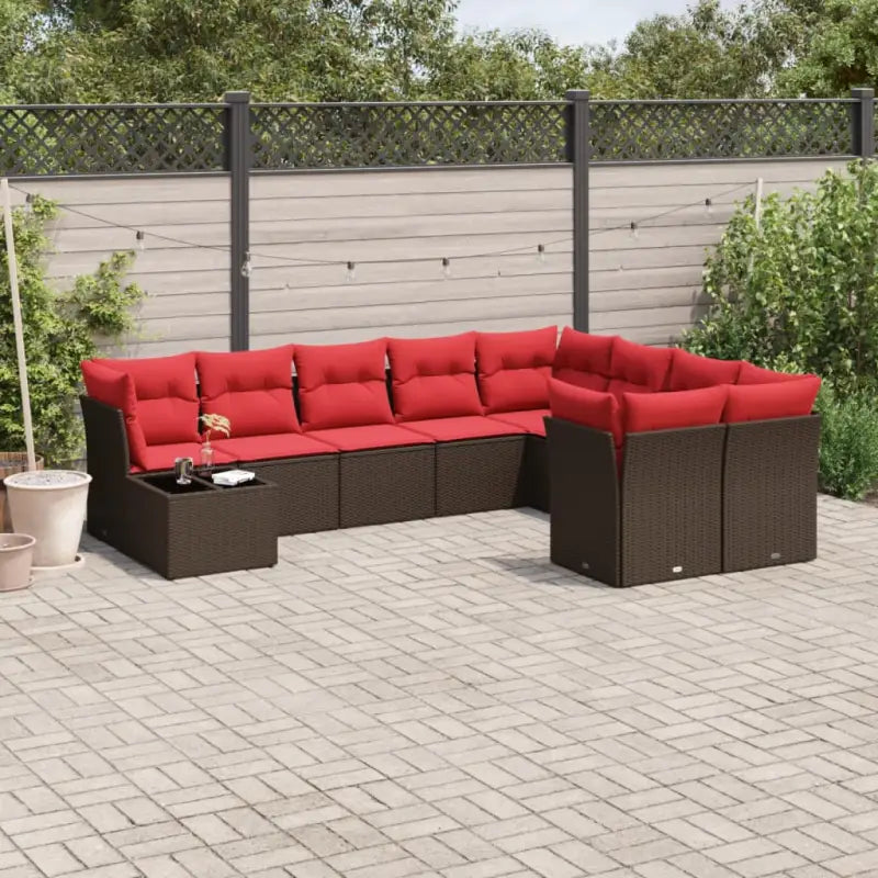 Comfortabele tuin loungeset in grijs materiaal en gepoedercoat staal - Bruin en rood - Tuinsets