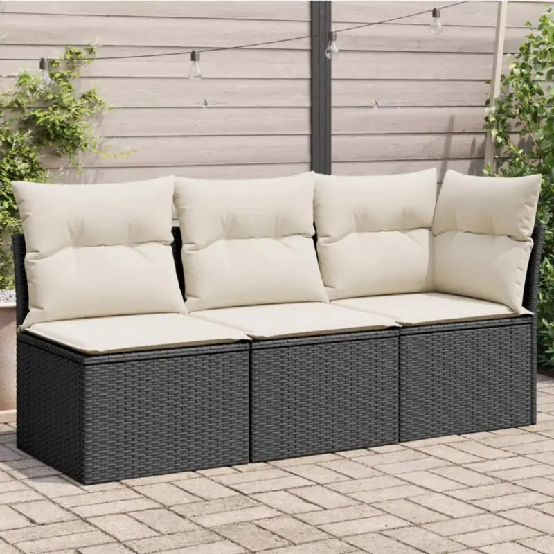 Comfortabele tuinbank van poly rattan met waterdichte zak voor buitengebruik - Zwart en crème / 1 / hoek + 2x midden