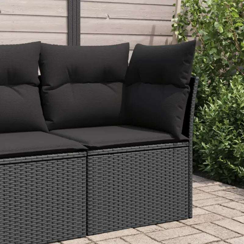 Comfortabele tuinbank van poly rattan met waterdichte zak voor buitengebruik - Zwart / 1 / Hoekbank - Loungebanken