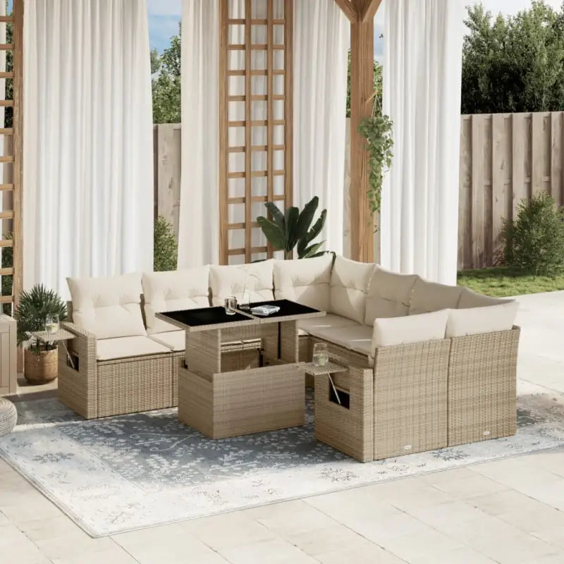 Comfortabele tuinset van beige materiaal en gepoedercoat staal - Tuinsets