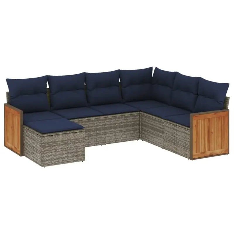 Comfortabele tuinset van grijs materiaal en gepoedercoat staal - Grijs en blauw / Zonder tafel - Tuinsets