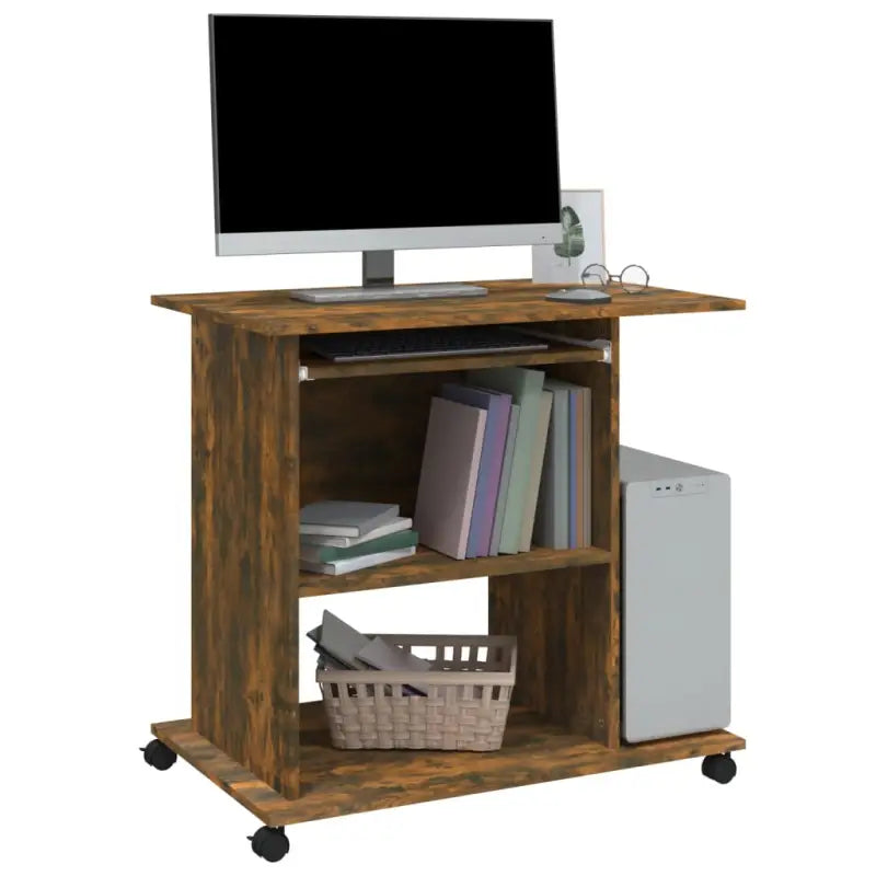 Compact bewerkt hout bureau voor laptops en desktops met moderne uitstraling - Bureaus