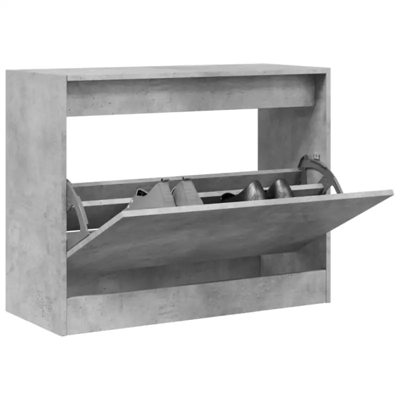 Compact schoenenkast van bewerkt hout voor smalle ruimtes - Betongrijs / 80 x 34 x 63 cm / 1 - Schoenenrekken