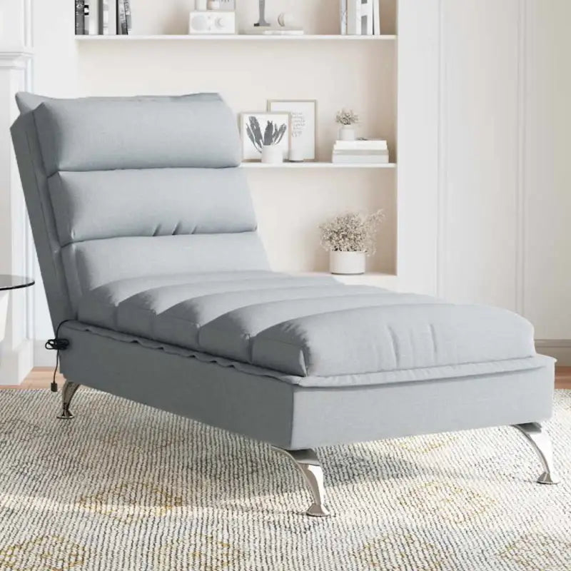 Decoratieve chaise longue met multiplex lattenbodem en duurzame stof - Lichtgrijs / 1 / met massage - Chaises longues