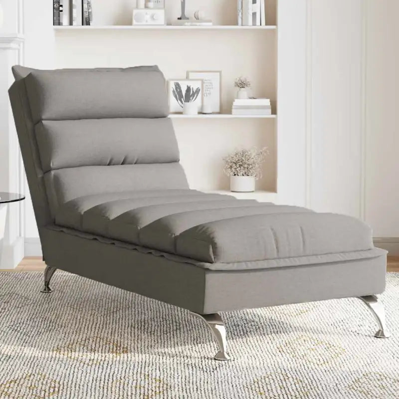 Decoratieve chaise longue met multiplex lattenbodem en duurzame stof - Taupe / 1 / met massage - Chaises longues