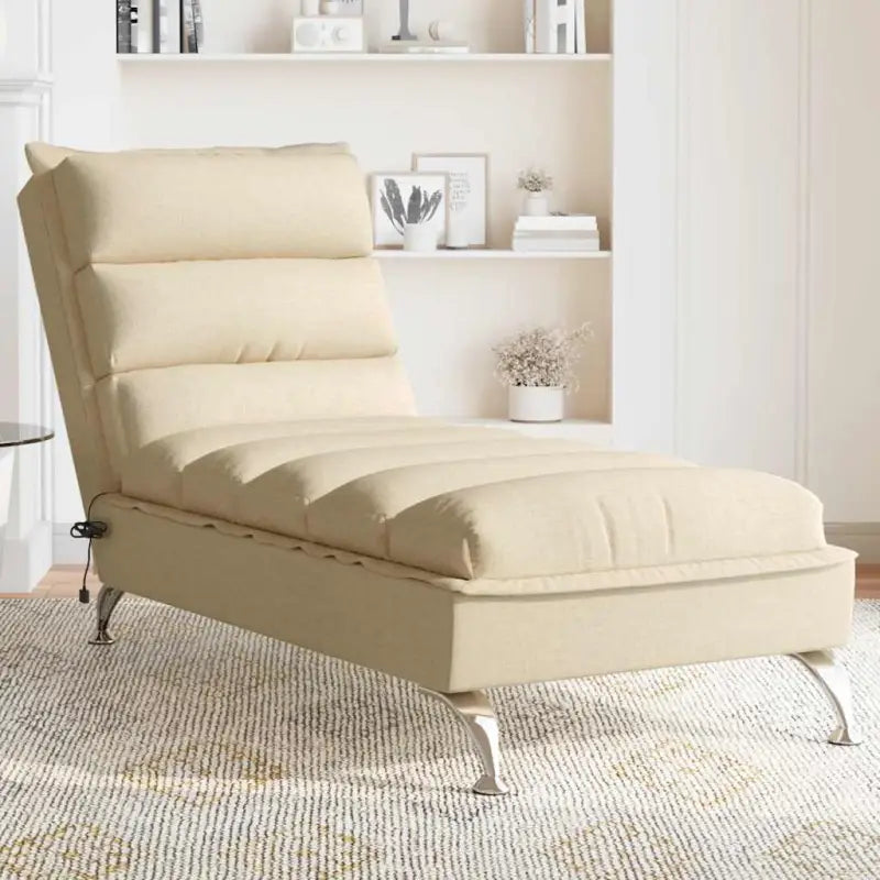Decoratieve chaise longue met multiplex lattenbodem en duurzame stof - Crème / 1 / met massage - Chaises longues