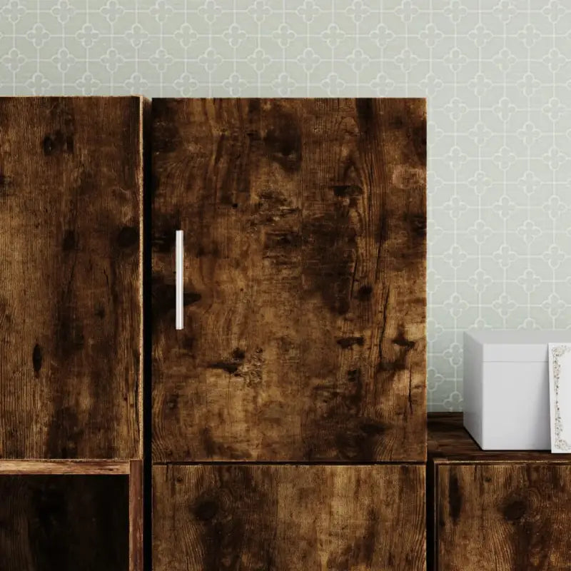 Decoratieve en praktische wandkast van bewerkt hout - Gerookt eiken / 1 - Dressoirs & buffetkasten