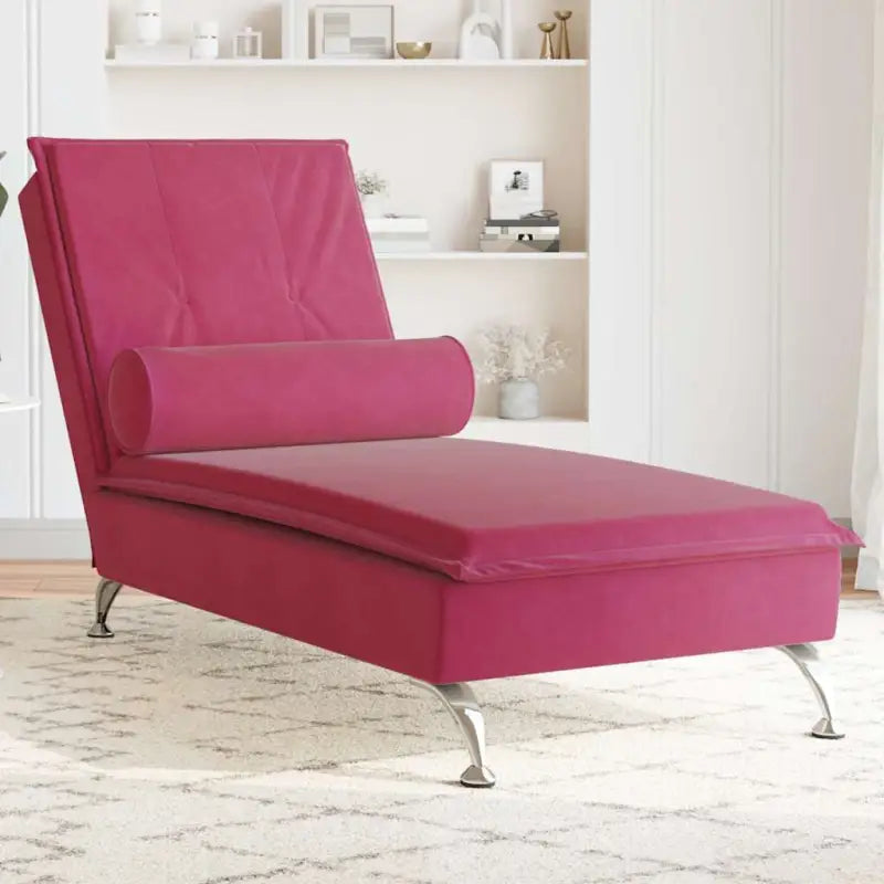 Decoratieve massage chaise longue met multiplex lattenbodem en fluweel gevoel - wijn / 1 - Chaises longues
