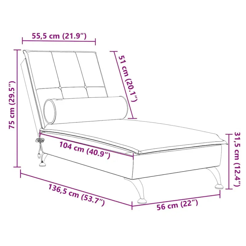 Decoratieve massage chaise longue met multiplex lattenbodem en fluweel gevoel - Chaises longues