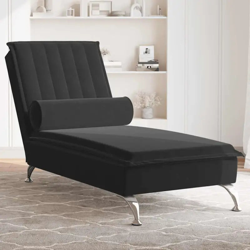 Decoratieve massage chaise longue met multiplex lattenbodem en zacht fluweel - Zwart / 1 - Chaises longues