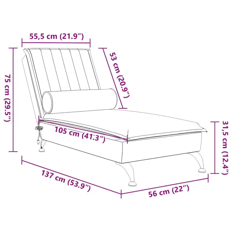 Decoratieve massage chaise longue met multiplex lattenbodem en zacht fluweel - Chaises longues