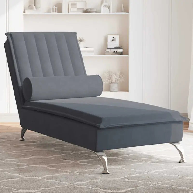Decoratieve massage chaise longue met multiplex lattenbodem en zacht fluweel - Donkergrijs / 1 - Chaises longues