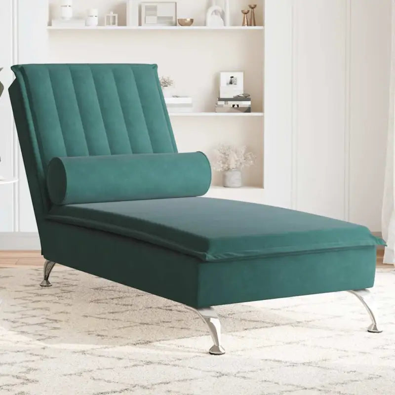 Decoratieve massage chaise longue met multiplex lattenbodem en zacht fluweel - Donkergroen / 1 - Chaises longues
