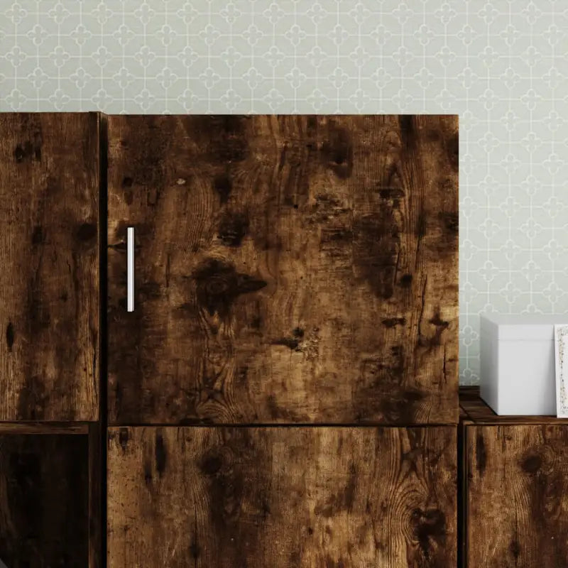 Decoratieve wandkast van bewerkt hout met duurzame en stabiele afwerking - Gerookt eiken / 1 - Dressoirs & buffetkasten