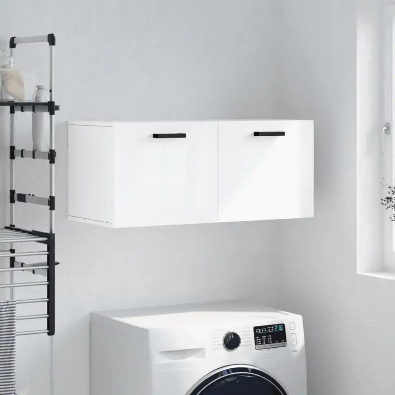 Decoratieve wandkast van bewerkt hout voor binnen en opbergruimte - Hoogglans wit / 80 x 36.5 x 35 cm / 1