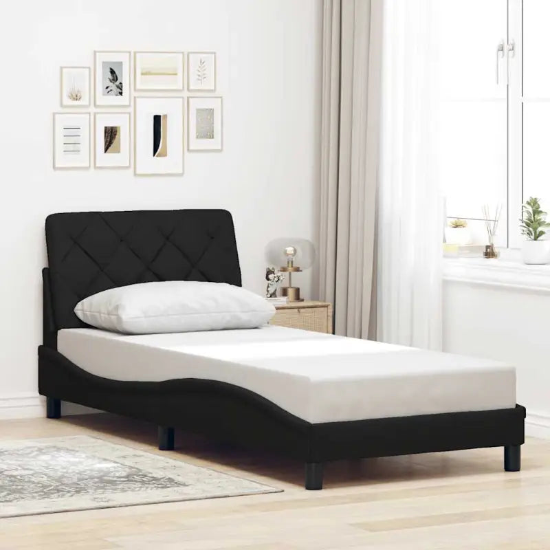 Donkerbruin bedframe met ademend vermogen en comfortabel polyesterstof - Zwart / 90 x 190 cm - Bedden & bedframes