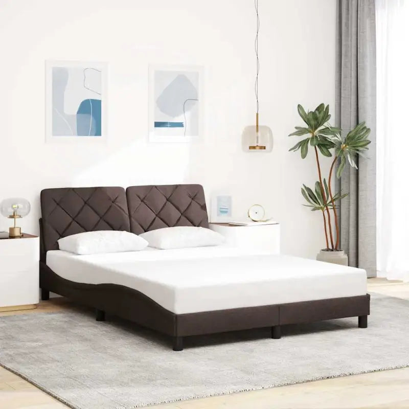 Donkerbruin bedframe met ademend vermogen en comfortabel polyesterstof - Donkerbruin / 140 x 200 cm - Bedden & bedframes