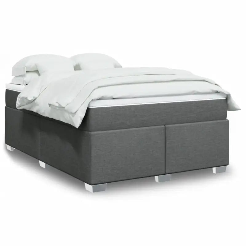 Donkerbruin boxspringbed met ademend vermogen en zachte materiaal vulling - Donkergrijs / 140 x 190 cm - Bedden &