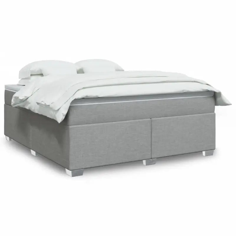 Donkerbruin boxspringbed met ademend vermogen en zachte materiaal vulling - Lichtgrijs / 180 x 200 cm - Bedden &