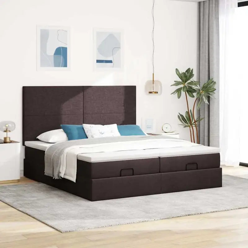 Donkerbruin ottomaans bed met ruime opbergruimte en comfort - Bedden & bedframes
