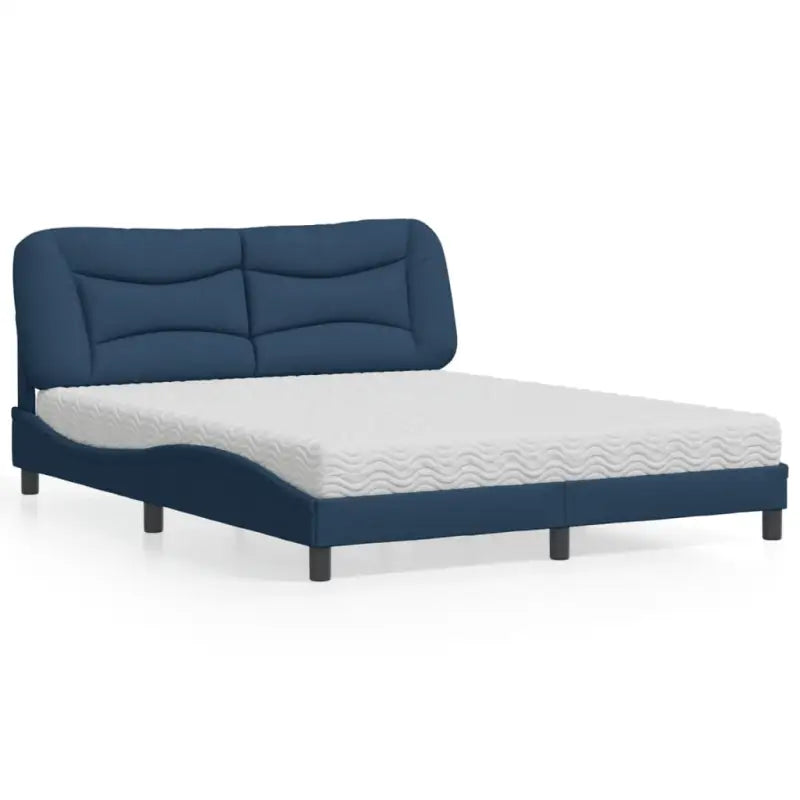 Donkergrijs bed met multiplex lattenbodem en 22d pu-schuim matras - Blauw / 160 x 200 cm - Bedden & bedframes