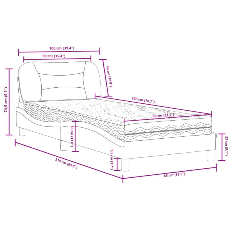 Donkergrijs bed met multiplex lattenbodem en 22d pu-schuim matras - Bedden & bedframes