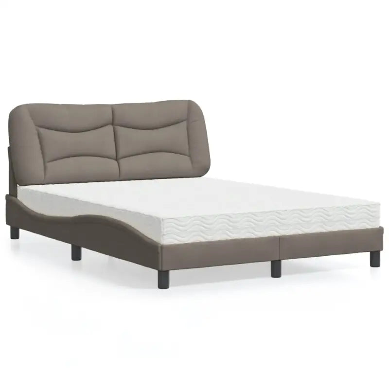 Donkergrijs bed met multiplex lattenbodem en 22d pu-schuim matras - Taupe / 120 x 200 cm - Bedden & bedframes