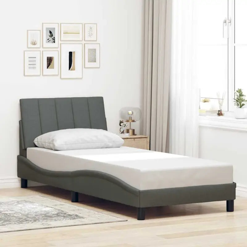 Donkergrijs bedframe met ademend vermogen en duurzaam polyester doek - Donkergrijs / 90 x 190 cm - Bedden & bedframes