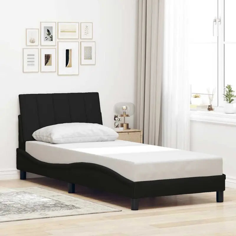 Donkergrijs bedframe met ademend vermogen en duurzaam polyester doek - Zwart / 90 x 190 cm - Bedden & bedframes