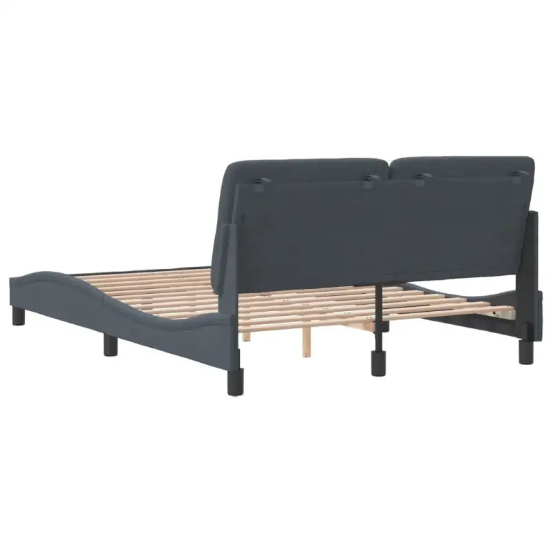 Donkergrijs bedframe met hoofdeinde en multiplex lattenbodem - Bedden & bedframes