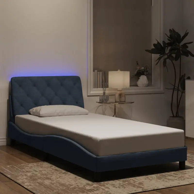 Donkergrijs bedframe met LED-verlichting en multiplex lattenbodem - Donkergrijs / 100 x 200 cm - Bedden & bedframes