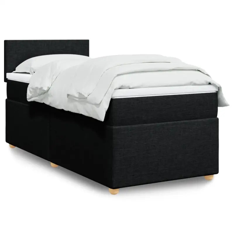 Donkergrijs boxspringbed met ademend vermogen en duurzaam polyester materiaal - Zwart / enkele maat / Effen ontwerp