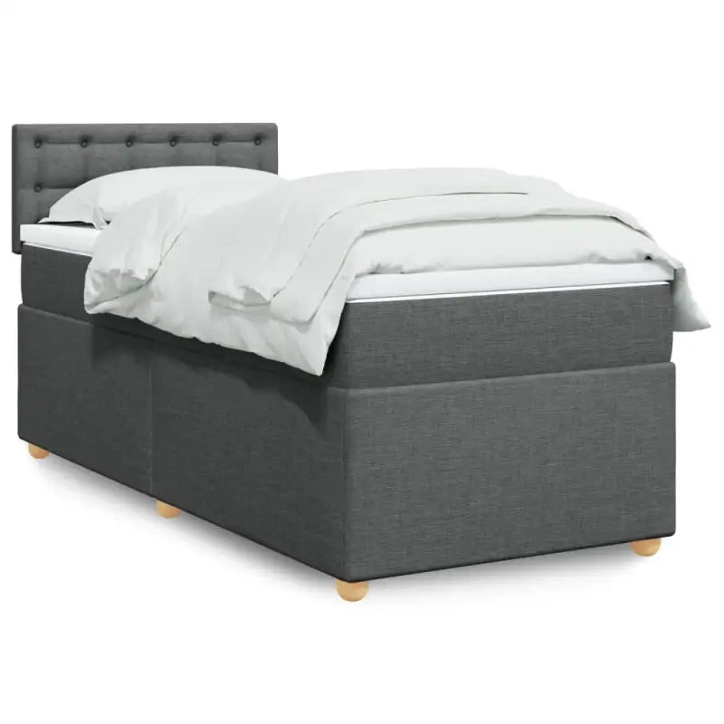 Donkergrijs boxspringbed met ademend vermogen en duurzaam polyester materiaal - Donkergrijs / enkele maat / knoppwn