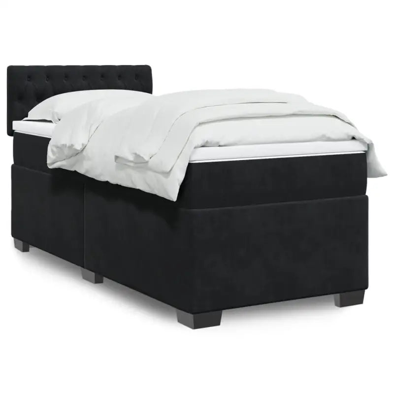 Donkergrijs boxspringbed met zacht fluweel en comfortabel vulling - Donkergrijs / enkele maat / Getuft ontwerp - Bedden