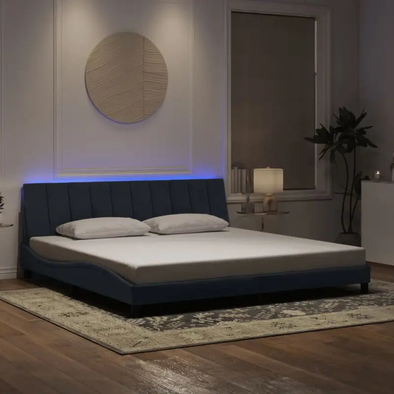 Donkergroen bedframe met LED-verlichting en multiplex lattenbodem - Donkergrijs / 200 x 200 cm - Bedden & bedframes