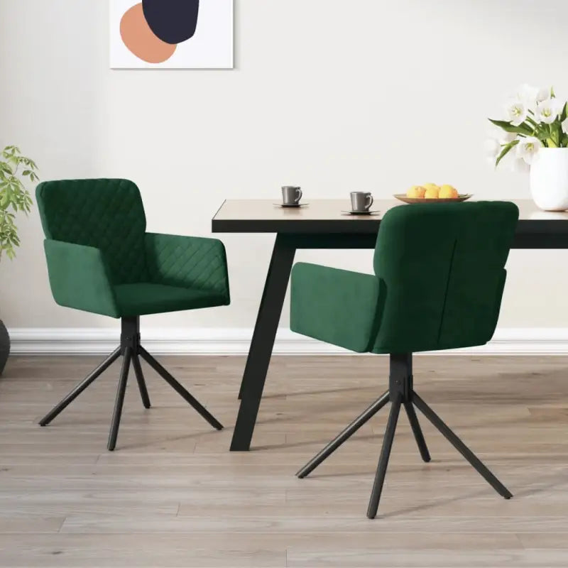 Draaibare eetkamerstoelen met hoogte armleuning en elegant design - Donkergroen / 2 - Eetkamerstoelen