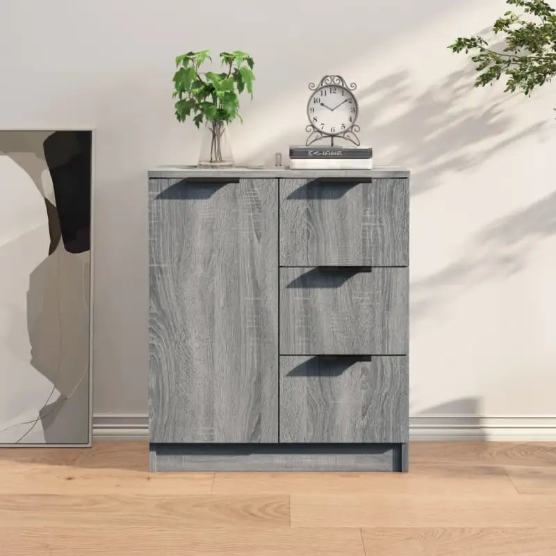 Dressoir in grijs sonoma eiken met bewerkt hout voor een moderne uitstraling - Grijs sonoma / 1 - Dressoirs &