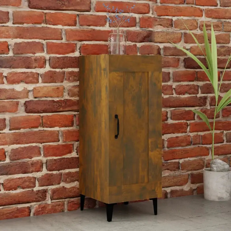 Dressoir met bewerkt hout en metalen poten voor een stevige uitstraling - Gerookt eiken / 1 - Dressoirs & buffetkasten