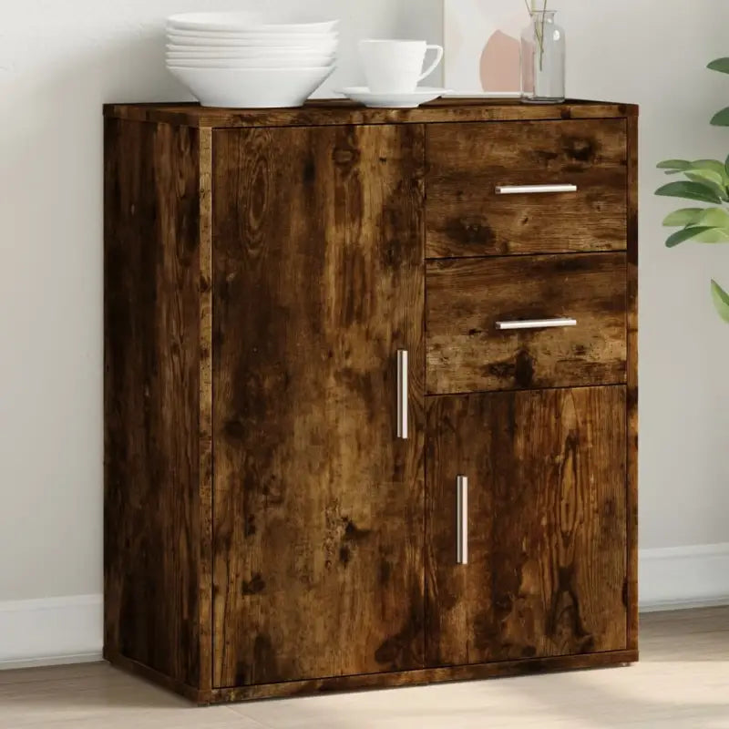 Dressoir met bewerkt hout voor een trendy en stevig interieur - Gerookt eiken / 1 - Dressoirs & buffetkasten