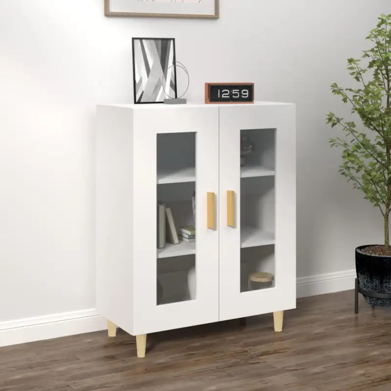 Dressoir met glazen deuren en stevig bewerkt hout voor minimale charme - Wit / 1 - Dressoirs & buffetkasten