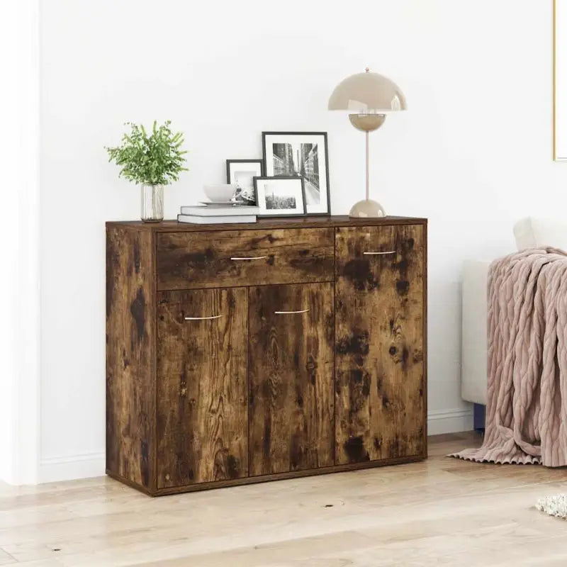 Dressoir met grote lade van bewerkt hout een minimalistisch ontwerp - Gerookt eiken / 1 - Dressoirs & buffetkasten
