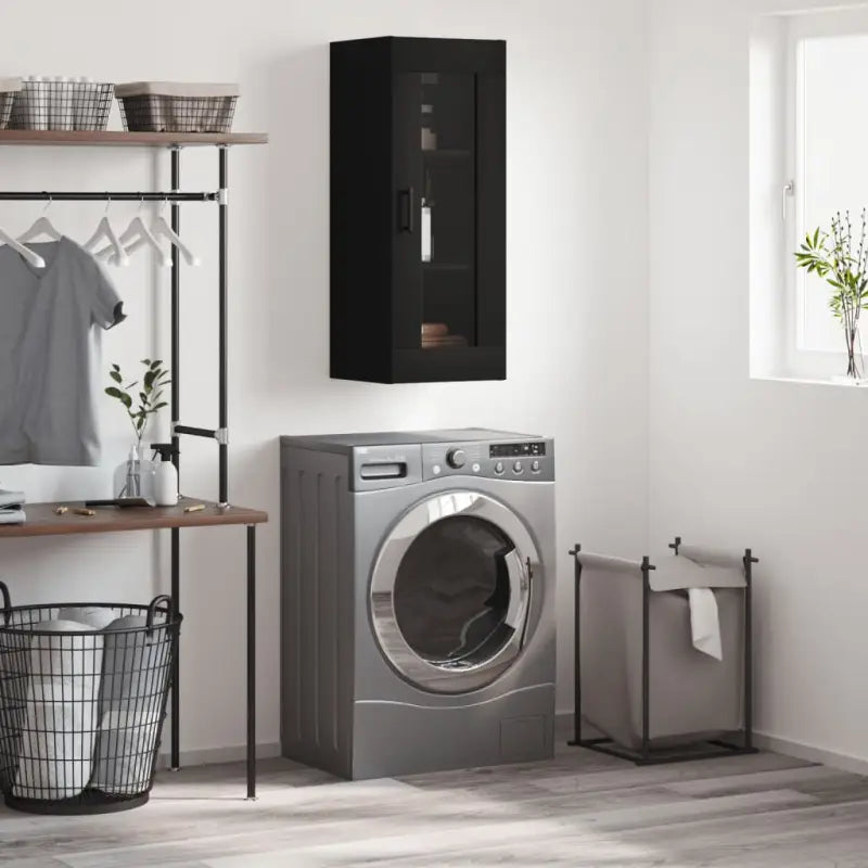 Dressoir met hoogglans wit en bewerkt hout voor een elegante interieur - Zwart / 1 - Dressoirs & buffetkasten