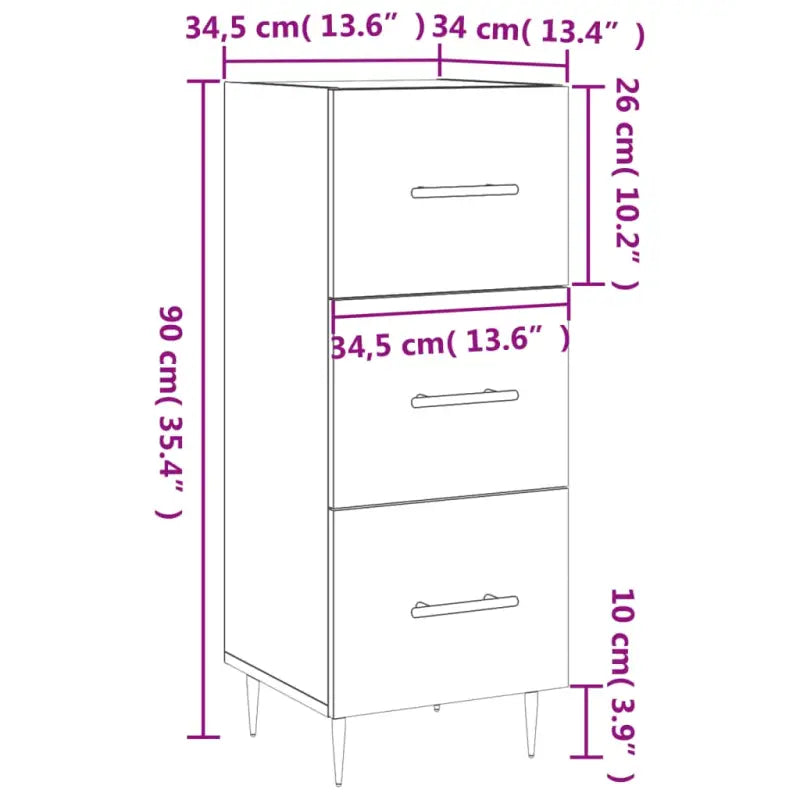 Dressoir met metalen poten in gerookt eiken van bewerkt hout - Dressoirs & buffetkasten
