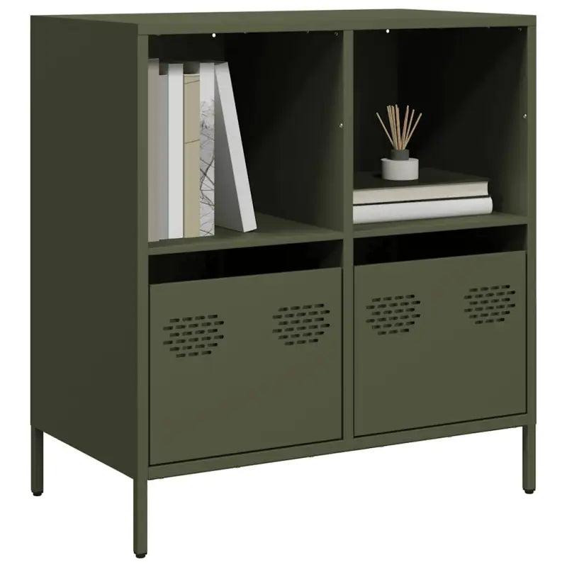 Dressoir met stevig tafelblad van koudgewalst staal - Olijfgroen / 1 / 68 cm - Dressoirs & buffetkasten