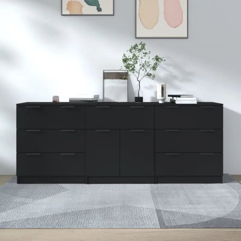 Dressoirs van bewerkt hout gemakkelijk schoon en minimalistisch design - Zwart / 3 - Dressoirs & buffetkasten