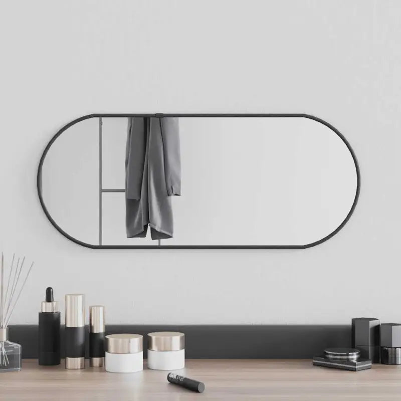 Duidelijke weerspiegeling wandspiegel met minimalistisch PVC frame - Zwart / 60 x 25 cm / 1 - Spiegels