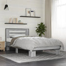 Duurzaam bedframe met bewerkt hout en multiplex lattenbodem - Grijs sonoma / 75 x 190 cm - Bedden & bedframes
