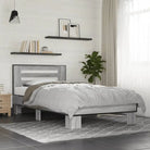 Duurzaam bedframe met bewerkt hout en multiplex lattenbodem - Grijs sonoma / 100 x 200 cm - Bedden & bedframes