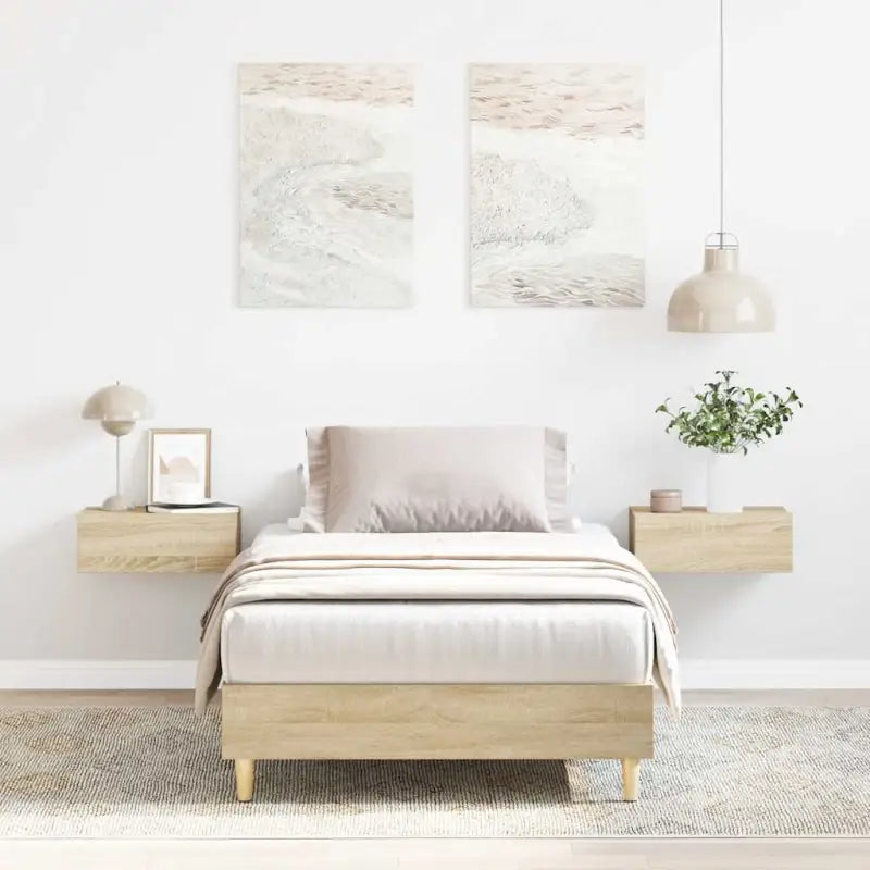 Duurzaam bedframe met multiplex lattenbodem voor een goede nachtrust - Sonoma eiken / 75 x 190 cm - Bedden & bedframes